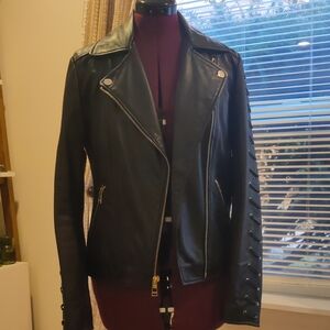 Guess Women's Black Real Leather Jacket